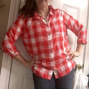 NWT JCP Red Plaid Button up Shirt